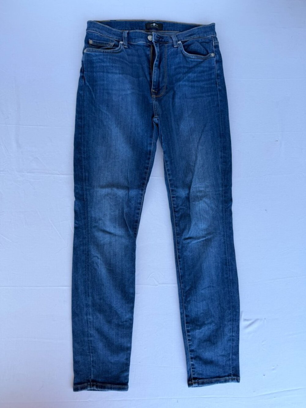 7 For All Mankind High Waist Ankle Skinny Jeans Medium Wash Sz 27